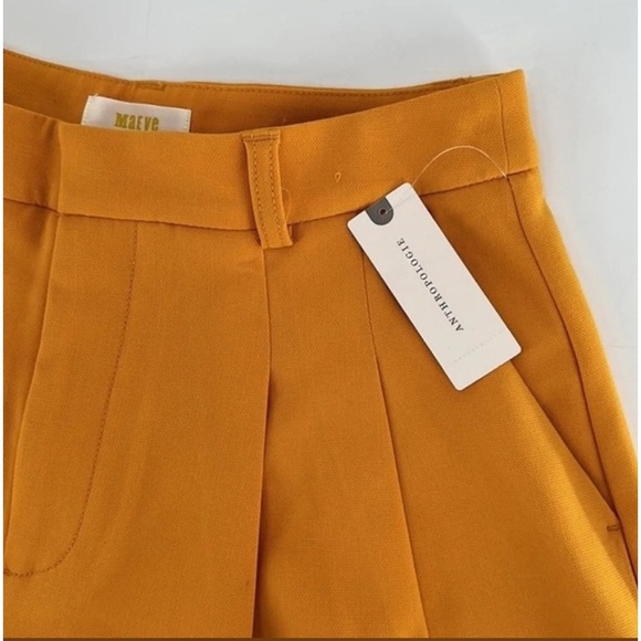 Anthropologie Maeve Women's Orange Dot Pleated Casual Shorts Size 2 - Picture 4 of 10